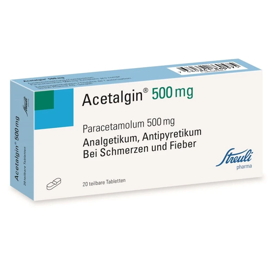 Hier sehen Sie den Artikel ACETALGIN Tabl 500 mg 20 Stk aus der Kategorie Medikamente der Liste D. Dieser Artikel ist erhältlich bei apothekedrogerie.ch