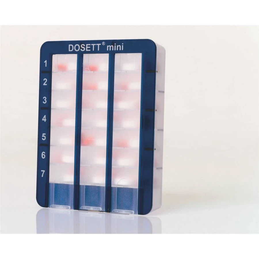 Hier sehen Sie den Artikel DOSETT Mini Dosierbox aus der Kategorie Medikamentenverteilsysteme / Pillendosen. Dieser Artikel ist erhältlich bei apothekedrogerie.ch