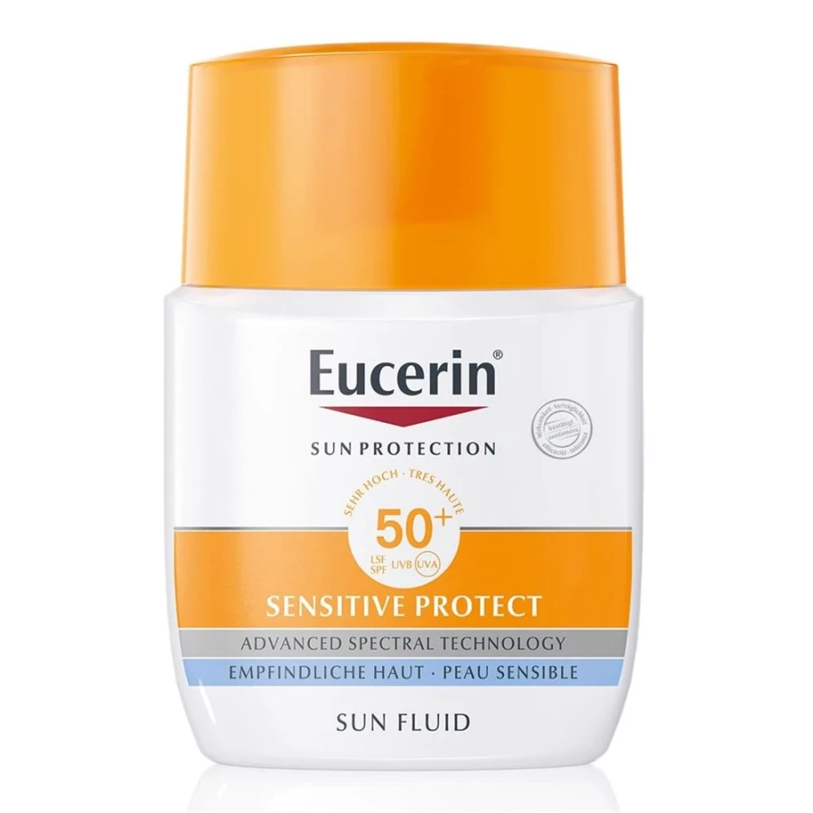 Hier sehen Sie den Artikel EUCERIN SUN Sensitive Protect Fluid LSF50+ 50 ml aus der Kategorie Sonnenschutz. Dieser Artikel ist erhältlich bei apothekedrogerie.ch