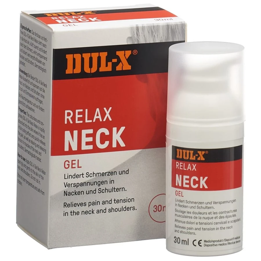 Hier sehen Sie den Artikel DUL-X Neck Relax Gel 30 ml aus der Kategorie Massageprodukte/Anti-Cellulite/Schwangerschaftspflege. Dieser Artikel ist erhältlich bei apothekedrogerie.ch