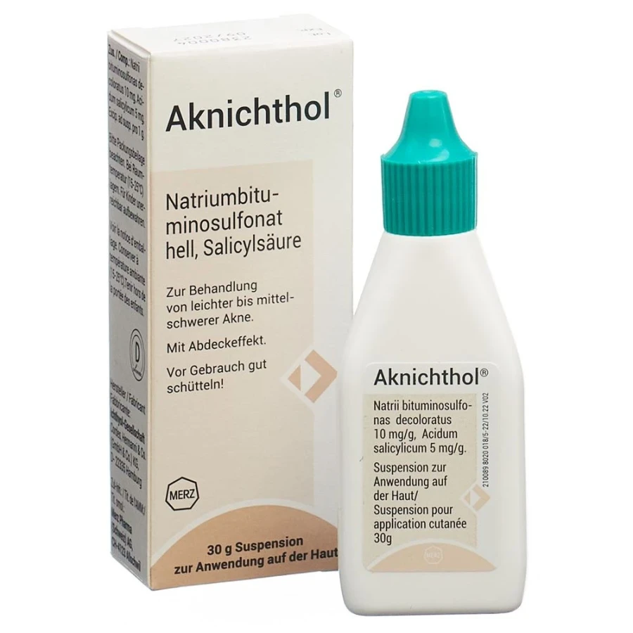 Hier sehen Sie den Artikel AKNICHTHOL Susp 30 g aus der Kategorie Medikamente der Liste D. Dieser Artikel ist erhältlich bei apothekedrogerie.ch