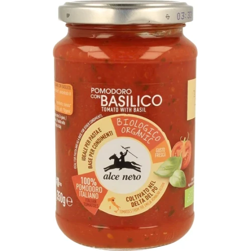 ALCE NERO Tomaten Sauce mit Basilikum Glas 350 g