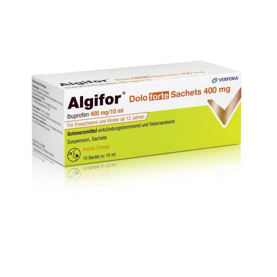 Hier sehen Sie den Artikel ALGIFOR Dolo forte Susp 400 mg/10ml 10 Btl 10 ml aus der Kategorie Medikamente der Liste D. Dieser Artikel ist erhältlich bei apothekedrogerie.ch