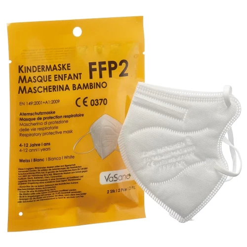 VASANO Maske FFP2 Kind 4-12 J weiss D/I/F 2 Stk