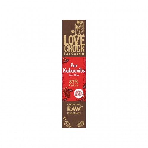 LOVECHOCK Riegel Pur Kakaonibs 82% Kakao 40 g