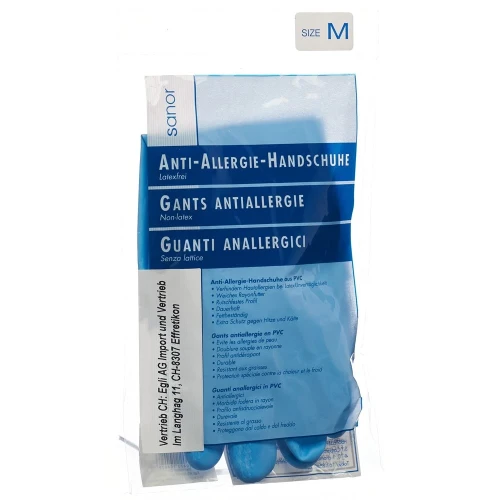 SANOR Anti Allergie Handschuhe PVC M blau 1 Paar