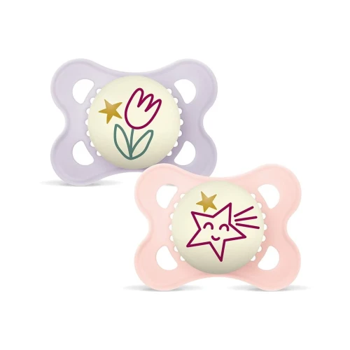 MAM Night Nuggi Sil 0-6m Girl 2 Stk