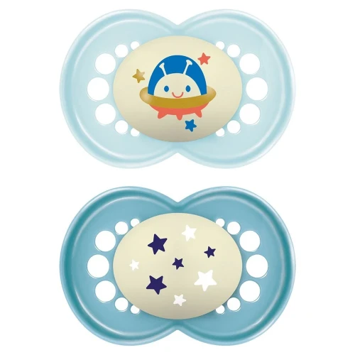 MAM Night Nuggi Sil 16-36m Boy 2 Stk