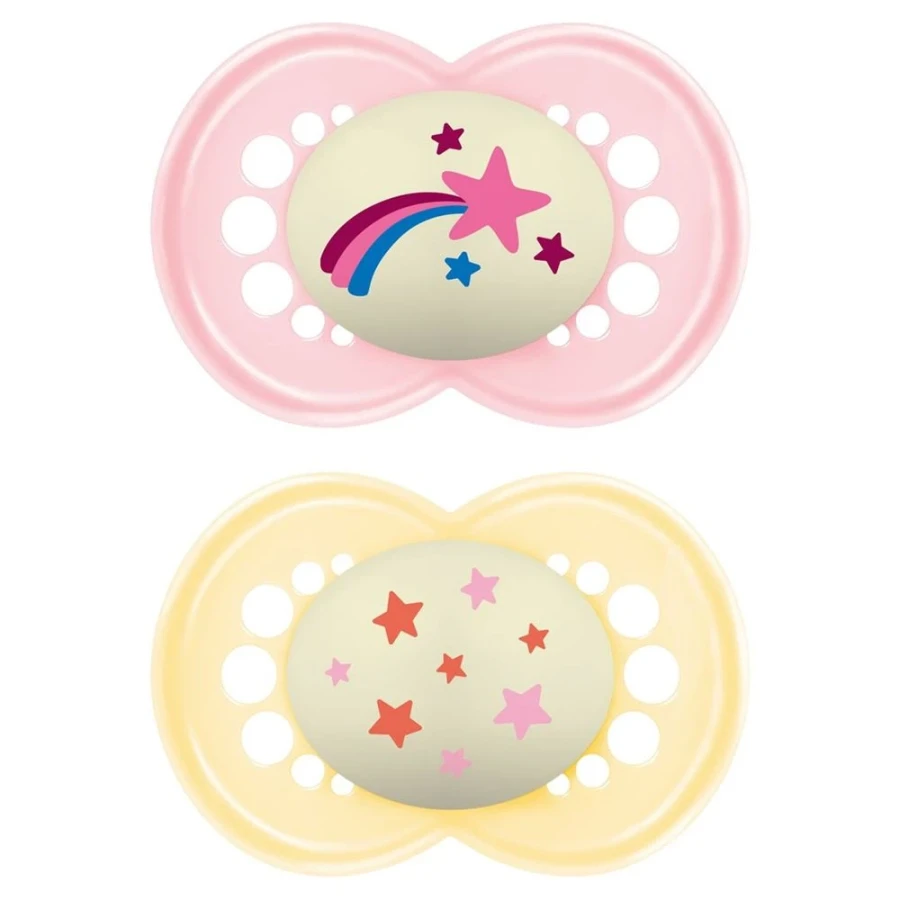 MAM Night Nuggi Sil 16-36m Girl 2 Stk MAM Night Nuggi Sil 16-36m Girl 2 Stk