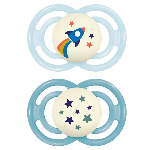MAM Perfect Night Nuggi Sil 6-16m Boy 2 Stk