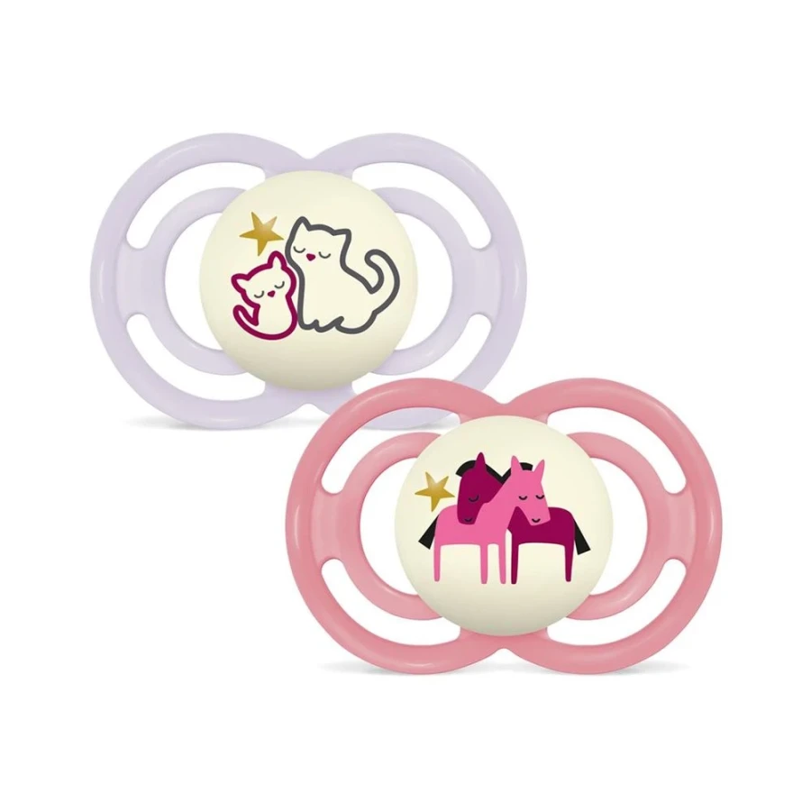 MAM Perfect Night Nuggi Sil 6-16m Girl 2 Stk MAM Perfect Night Nuggi Sil 6-16m Girl 2 Stk