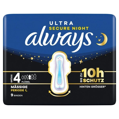 ALWAYS Ultra Binde Gr4 Secure Night Flü 9 Stk
