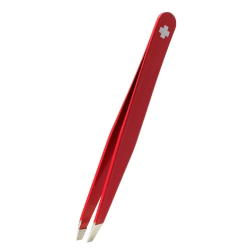 RUBIS Pinzette Schweizerkreuz schräg rot Inox