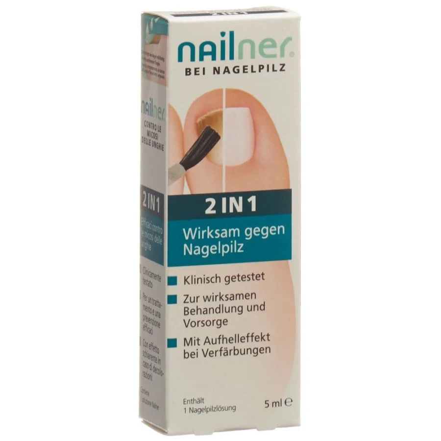 Hier sehen Sie den Artikel NAILNER Nagelpilz-Lösung 2-in-1 5 ml aus der Kategorie Nagelbalsam/Cremen/Kuren. Dieser Artikel ist erhältlich bei apothekedrogerie.ch