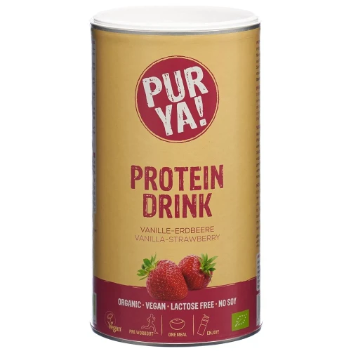 PURYA! Vegan Proteindrink Vanille Erdbeer Bio 550 g