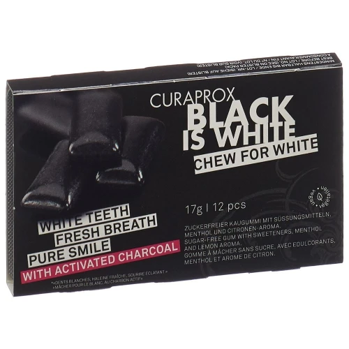 CURAPROX Black is White Kaugummi Blist 12 Stk