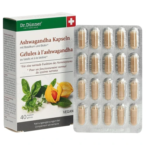 DÜNNER Ashwagandha Energie+Nerven Kaps 40 Stk