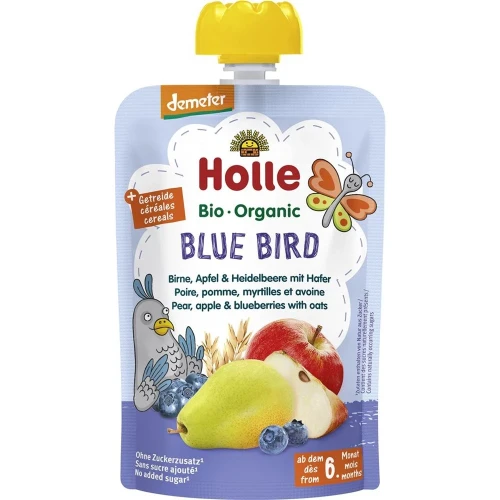 HOLLE Blue Bird Pouchy Birnen Apfel Heidelbeer Hafer 100 g
