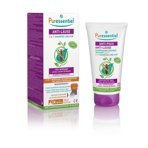 PURESSENTIEL Anti-Läuse-Shampoo-Maske +Kamm 150 ml