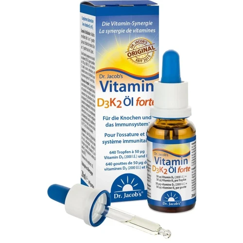DR. JACOB'S Vitamin D3 K2 Öl forte 2000 IE 20 ml